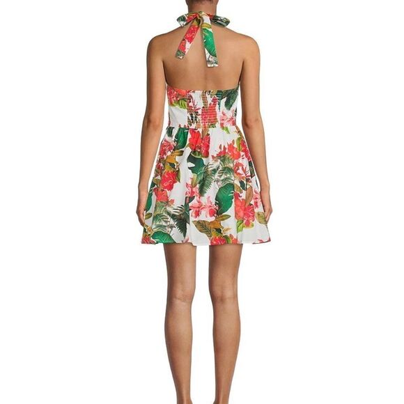 Gianni Bini tropical floral Dress Halter Neck Cut Out Tie front size 8 - Picture 4 of 4